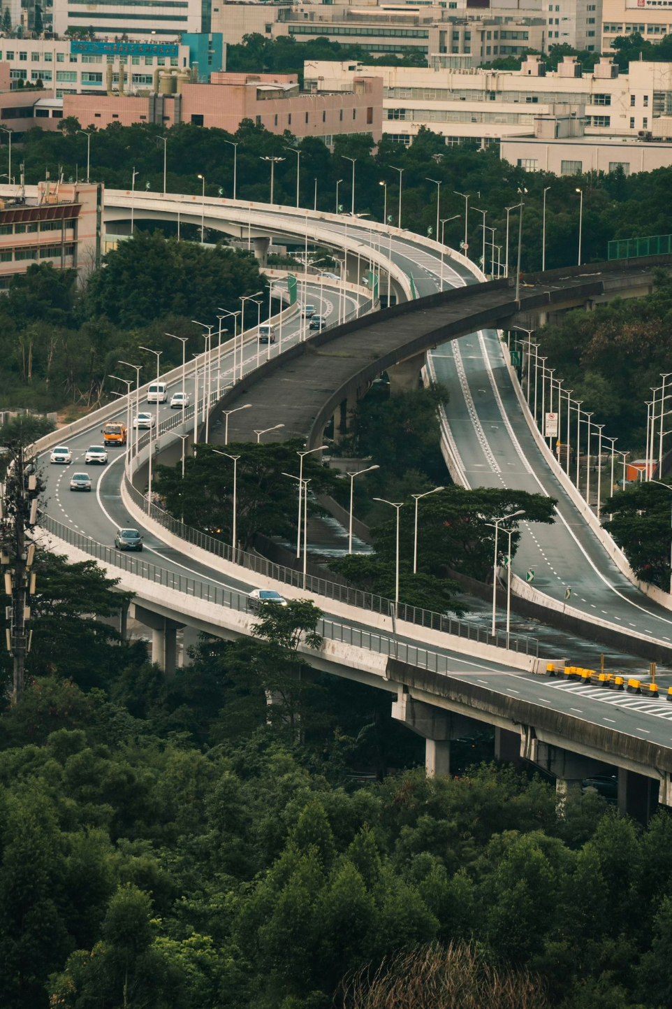 a highway with many cars